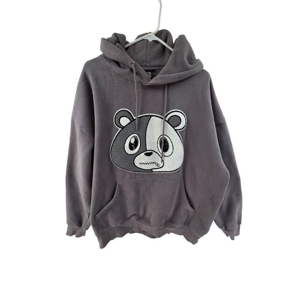 Effectus Clothing Women's Hooded Sweatshirt Fleece Bear Graphic Gray Size 2XL